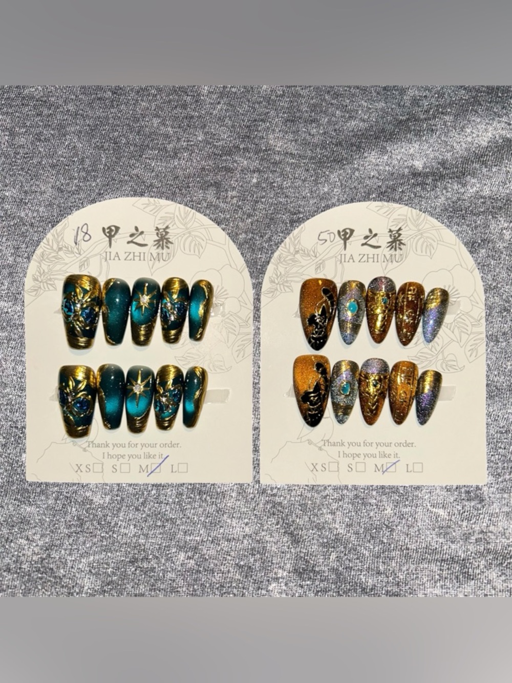 Hand Painted Jia Zhi Mu Nails